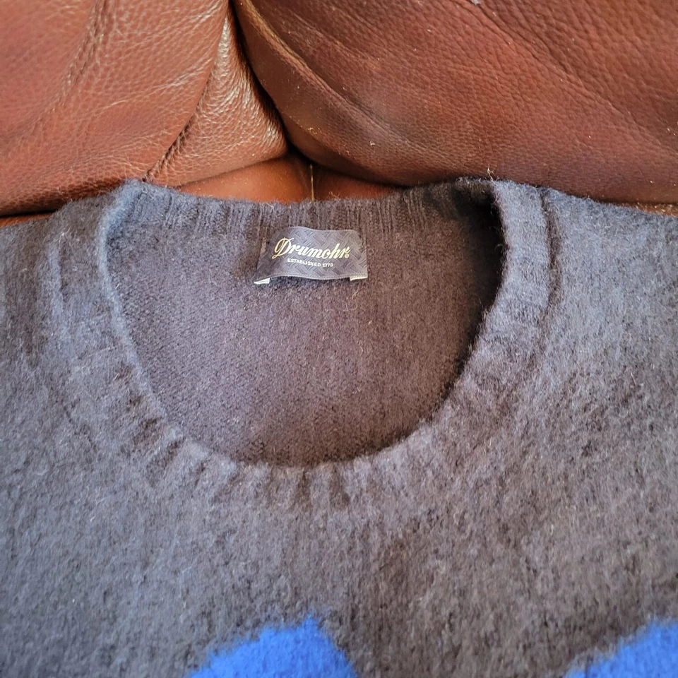 Suéter Drumohr 100% Lana de Cordero Estampado Cuello Redondo 52 M/L Italia $595 Foto 4 de 4