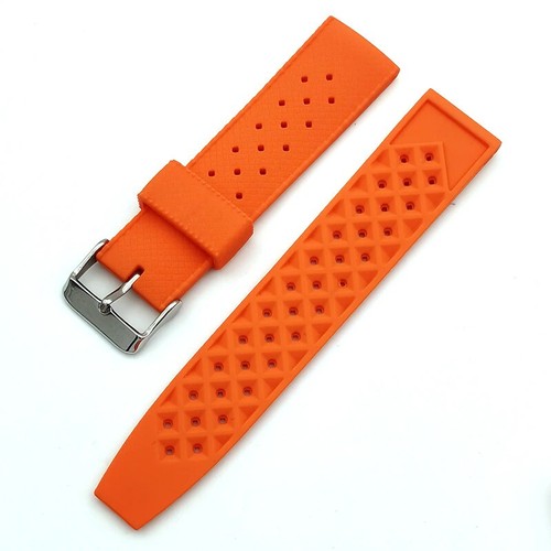 CINTURINO OROLOGIO SILICONE GOMMA NERO PITONATO BLU ARANCIO 20mm 22mm