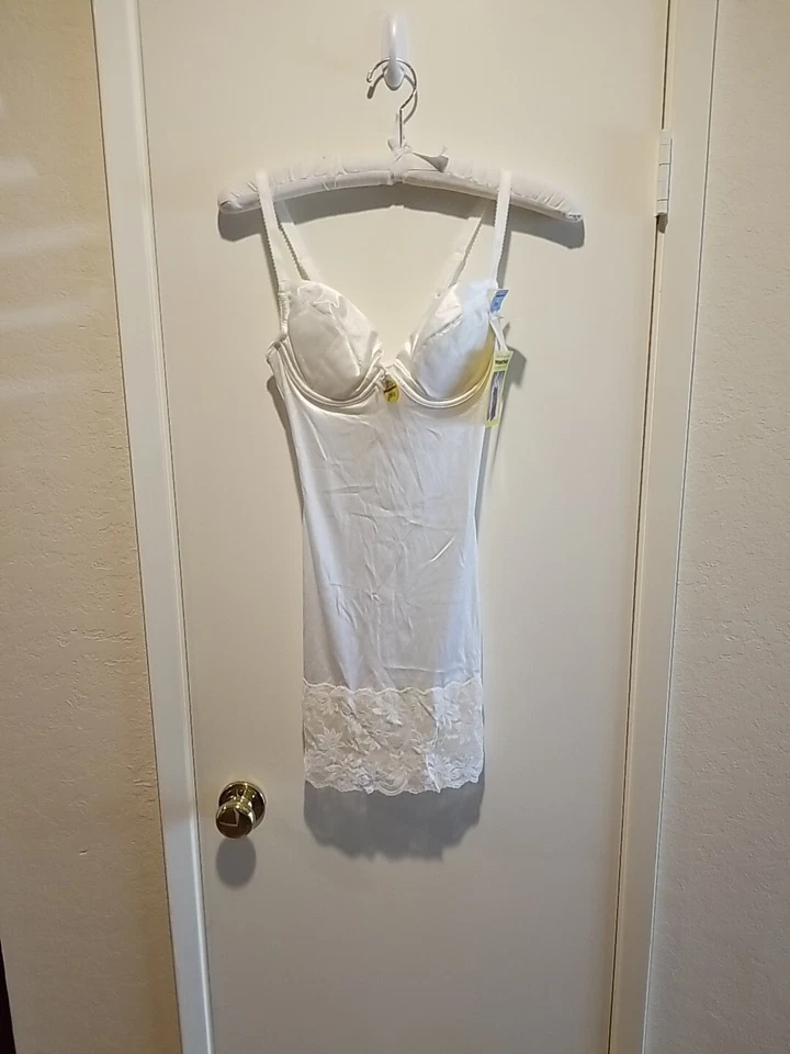 Sutiã Wonderbody cetim branco push-up novo com etiquetas 36B Eva Herzigova década de 1990 - Imagem 2 de 4