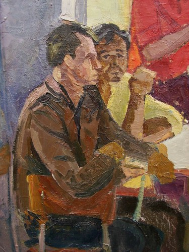 Ukrainian Soviet oil painting impressionism collective farmers canteen - 第 4/8 張圖片