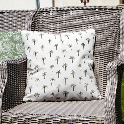 Set Of Mini Palm Tree Print Outdoor Cushions Square Tropical