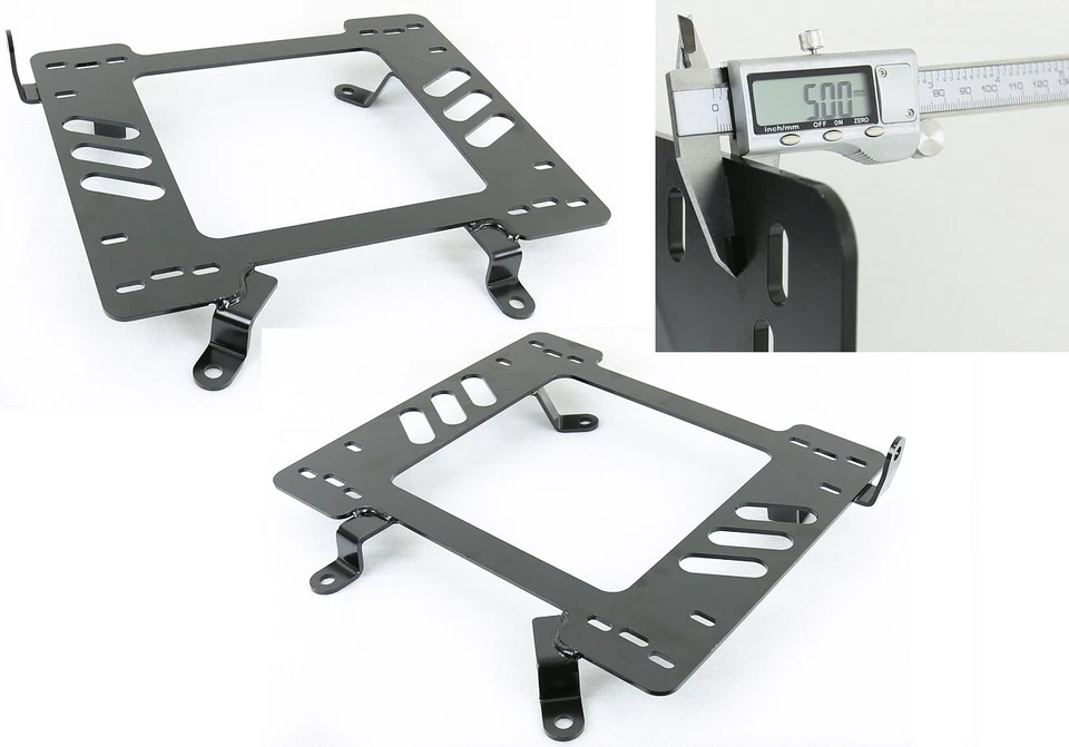 PAR DE ASIENTOS DE CARRERAS DE CUERO PVC NEGRO + SOPORTES + DESLIZADORES PARA 94-05 DODGE NEON Foto 3 de 4