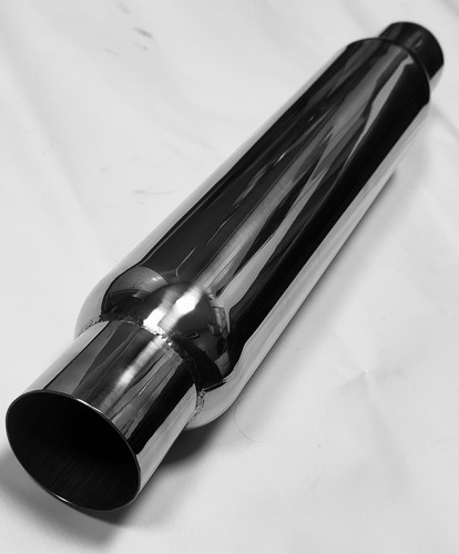 2.25" Exhaust Bullet Bomb Silencer Spiral Muffler Stainless Steel - Picture 3 of 9