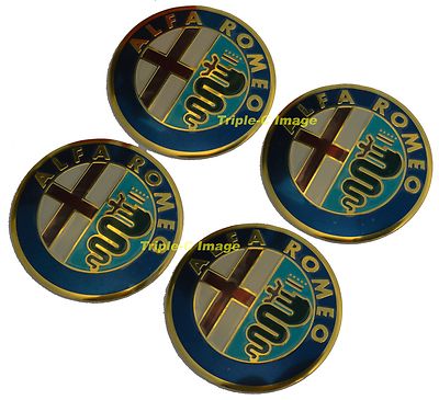 Alfa Romeo wheel center emblems - 56mm set of four self adhesive 3D domed