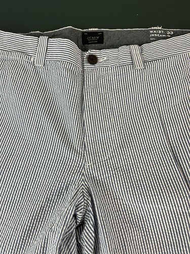 J Crew Shorts Mens 33 Chino Seersucker 9" Blue striped (66) - Picture 5 of 9