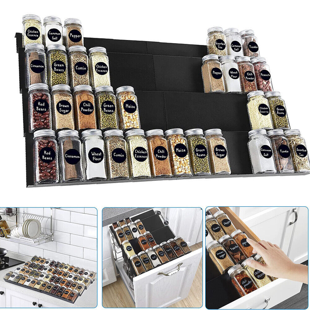 Spice Rack Drawer Organizer 4 Tier for Kitchen,Adjustable Expandable