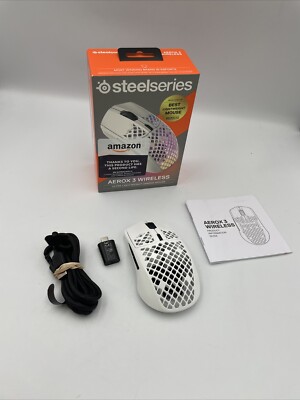 SteelSeries Aerox 3 Super Light Honeycomb Wireless RGB Gaming Mouse Snow