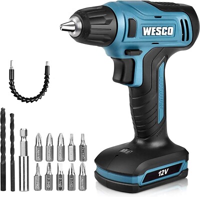 Wesco Akkuschrauber und Schraubendreher-Set, 12 V Elektroschraubendreher, BRANDNEU 