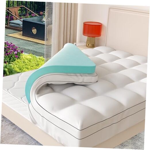 Memory Foam Mattress Topper Queen Size, Dual Queen（60*80 inch） 4 inch（White）