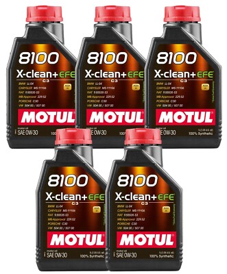 Motul 8100 X-CLEAN+ EFE 5 Liter SAE 0W-30 100% Synthetic Engine Oil 5 x 1L