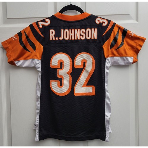 Reebok Youth M NFL Equipment On Field Bengals R Johnson 32 Jersey Black Orange - Imagen 3 de 12