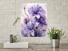 11x14 Purple Flowers Canvas Print Wall Art