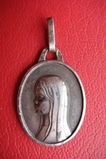 ANTIGUO COLGANTE MEDALLA SANTA DIJE MARCA PLATA VIRGEN MARÍA FRANCIA