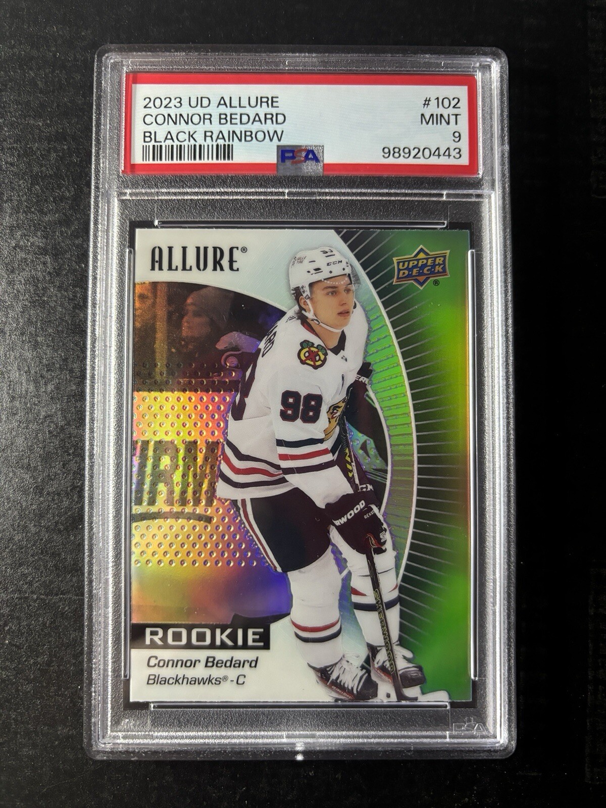 2023 Upper Deck Allure Connor Bedard Black Rainbow PSA 9 #102