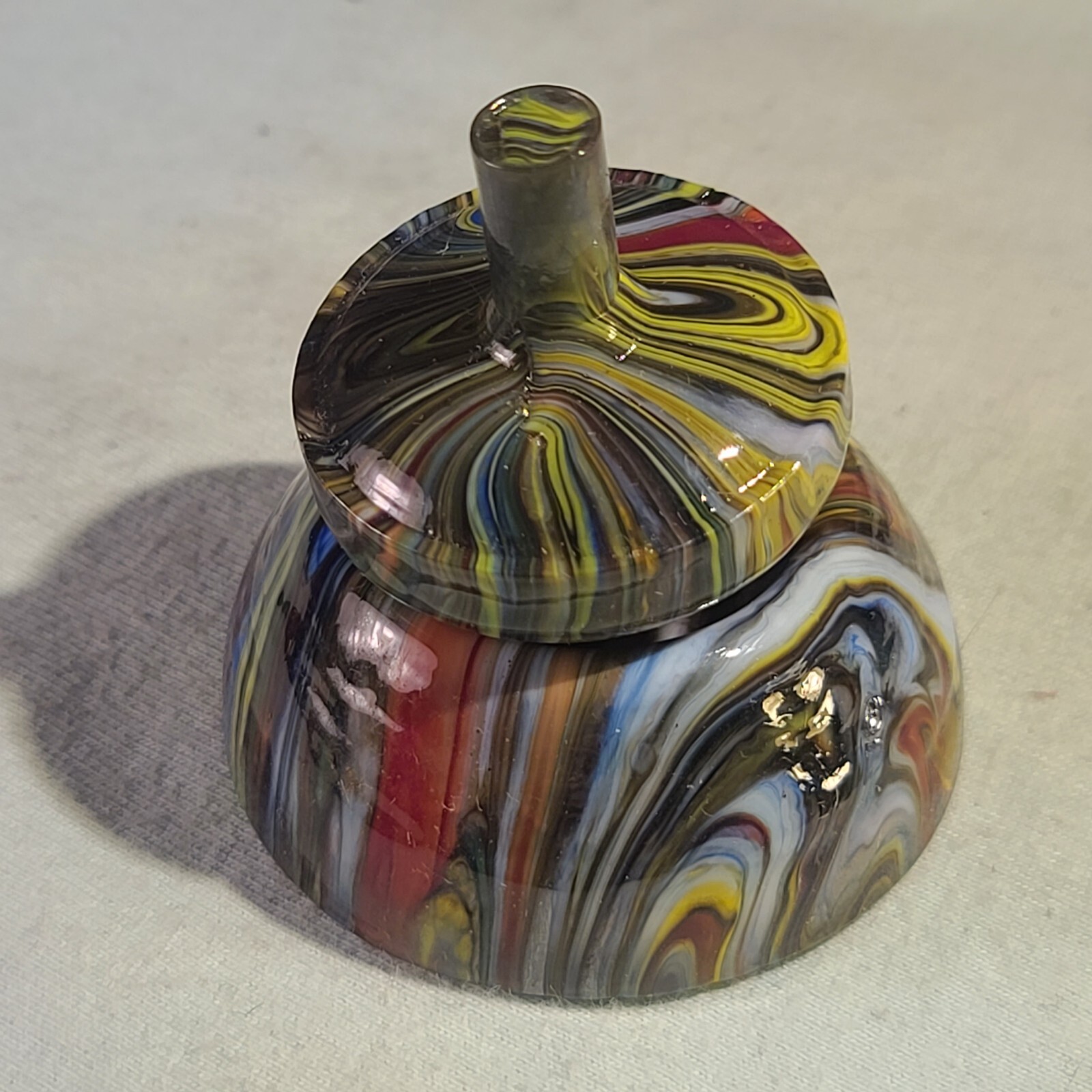 ANDY DAVIS, Glass Art Spinning Top & Base, Megans Run (?), #256H