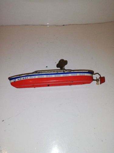 BATEAU PAQUEBOT EN TOLE A CLE MS-REX 23 CM MS VINTAGE WEST GERMANY - Photo 5/8