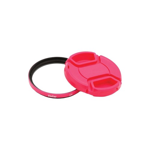 Vivitar Pink 52mm UV Filter + Front Lens Cap Set for Nikon Canon Sony Lens - Picture 2 of 2