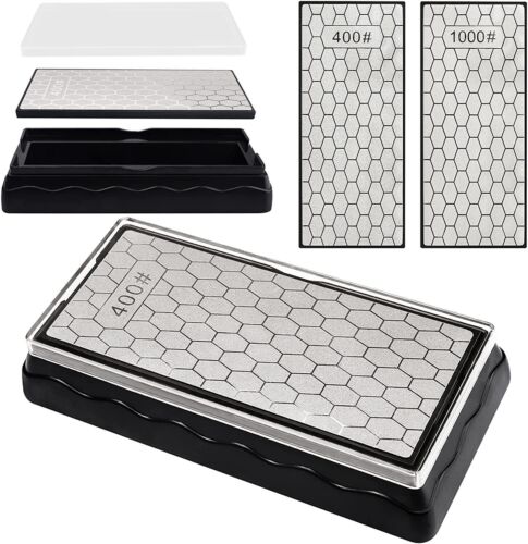400&1000 LARGE DOUBLE-SIDED DIAMOND SHARPENING STONE SHARPENER GRIT KITCHEN UK - Picture 3 of 10