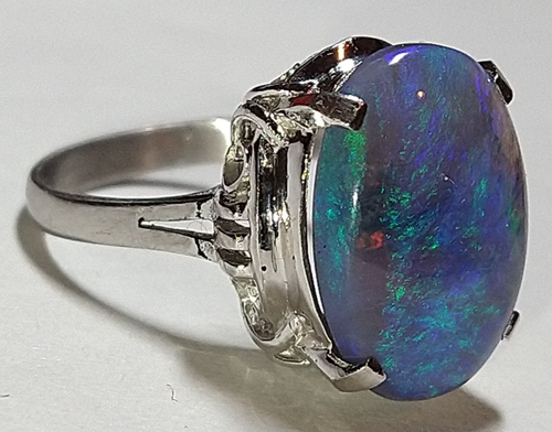 Solid platinum natural opal ring 6.52 grams - sz 6.25 *GIA - Picture 3 of 24