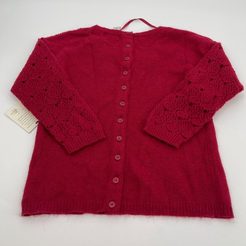 Valerie Bertinelli Womens Sweater Small Rabbit Hair Red Knit Eyelet Button Back - Picture 2 of 12