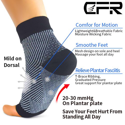 Anti-Fatigue Compression Sock Foot Ankle Support Sleeves Circulation Relief Pain - Picture 4 of 14