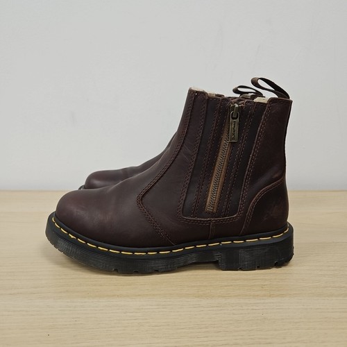 Dr Martens 2976 Alyson Wintergrip Chelsea Ankle Zip Fur Boots Brown