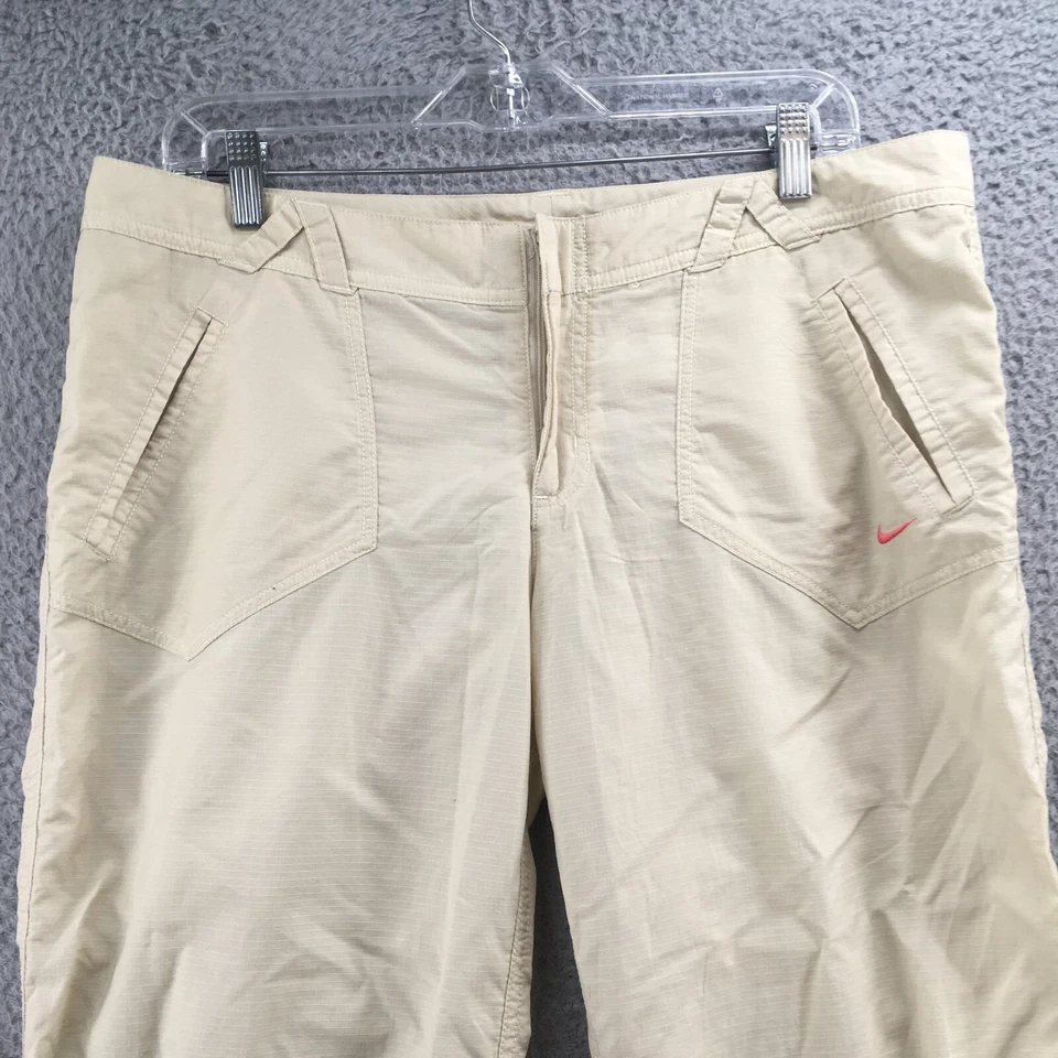 Pantalones chinos Nike Capri para mujer L (actual 34X22) beige tiro medio cordón cremallera mosca Foto 2 de 4