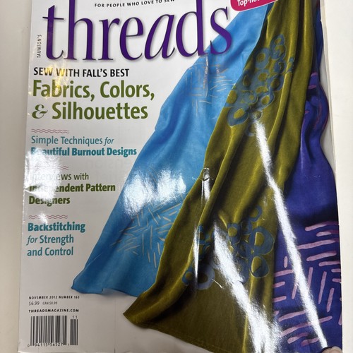 Threads Magazine November 2012 Burnout Designs Backstitching Sewing Machine Tips
