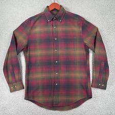 Pendleton Mason Flannel Shirt Mens S Red Gray Plaid Long Sleeve Button Up Cotton