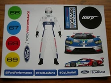 FORD GT CHIP GANASSI LE MANS 2017 OFFICIAL A4 STICKER SET
