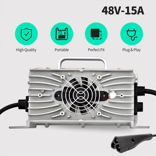 48 Volt 15A Golf Cart battery Charger for EZGO RXV Golf Cart 3 Pin Triangle Plug - Picture 7 of 8
