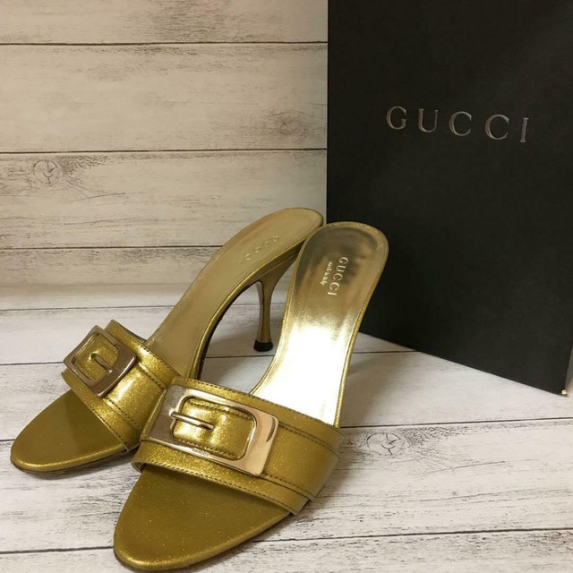 Sandals Mule Gold Gg Logo Women 5.0Us | eBay