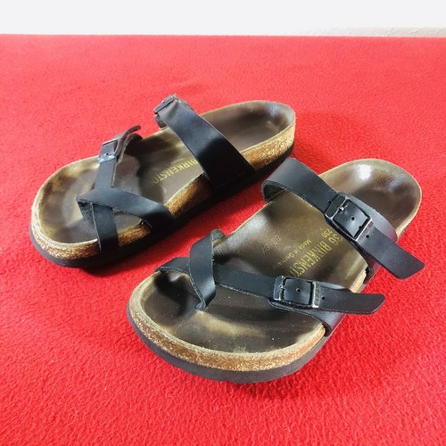 Birkenstock Mayari Sandals Black Leather Shoes Beach House Buckle Sz 4 Eur 36 - Picture 8 of 11