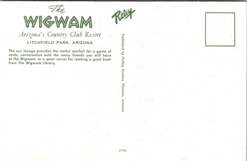 The Wigwam Lounge Club Resort Litchfield Park Arizona Postkarte - Bild 2 von 2