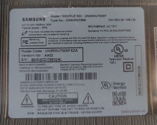 SAMSUNG UN55MU7000FXZA Main Board BN94-12402R - Picture 2 of 3