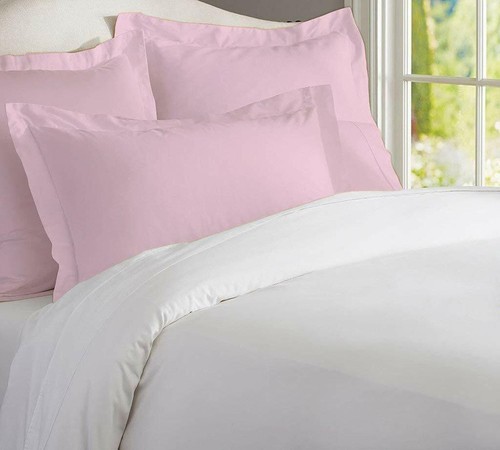 2pc Pillow Shams Egyptian Cotton 600TC Collection Brushed Pink Solid 26 x26 Inch
