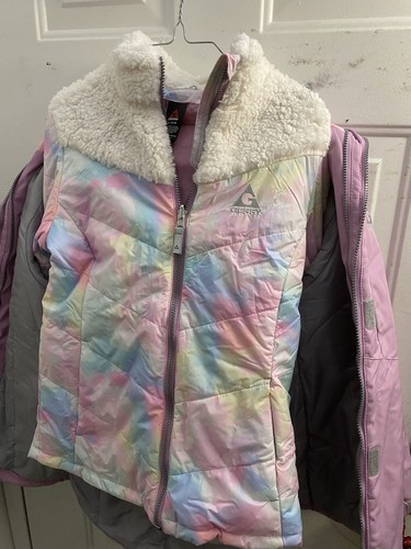 GERRY Girl’s 3 In 1 Pink & Grey Winter Hooded Jacket~Size M 14/16 - Picture 5 of 7