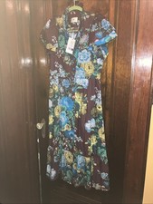 Tuckernuck Merlot Sharp Floral Midi Dress Size Small 100% Cotton Riffle NWT