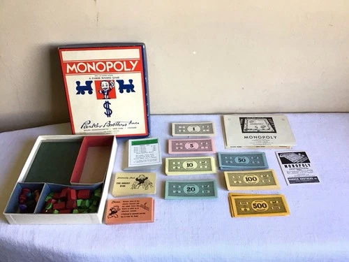 Vtg 1936 Parker Brothers Monopoly Strategic Finance Trading Board Game No Board