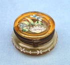 French Enamel and Gilt Glass Lily Water Dragonfly LEGRAS ? Trinket Pill Box 1900