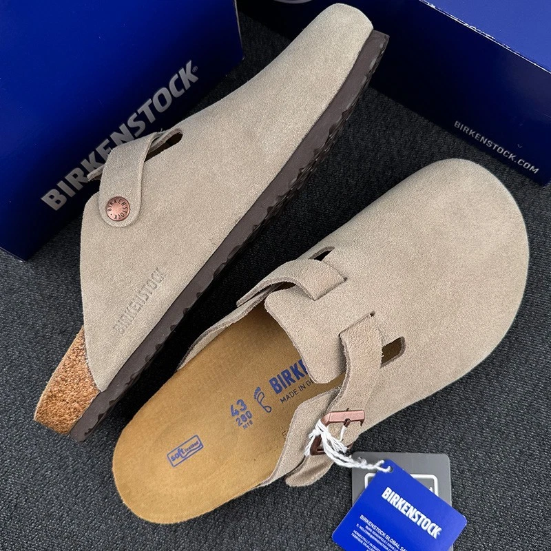 Zapatos Birkenstock Boston de gamuza topo de cuero para mujer y hombre seleccionar talla Foto 2 de 4