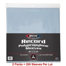200 BCW 33 1/3 Record Album Poly Sleeves 12-3/4 x 13 - Acid Free - Archival Safe