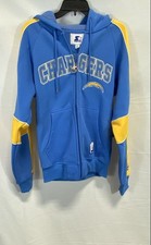 Starter Męska bluza z kapturem LA Chargers Pełny zamek błyskawiczny Sweter Niebieski Haftowany Fabrycznie nowa z metką Rozmiar XS