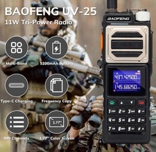 Baofeng UV-25 Dual Band Radio  10W  NOAA  Airband  5200mAh  USB-C Charging