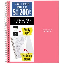 Spiral Notebook  Study App, 5 Subject, College Ruled Paper, 8-1/2" x 11", 20...