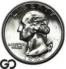 1949 Washington Quarter, Flashy Solid Gem BU++