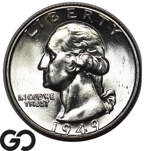 1949 Washington Quarter, Flashy Solid Gem BU++