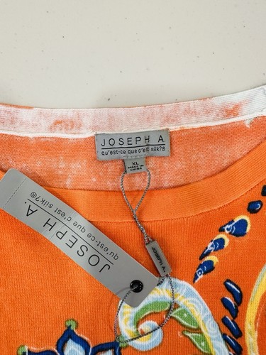 Joseph A. Pullover Orange Art to Wear Floral Paisley Short Sleeve Top Sz XL NWT - 第 5/10 張圖片