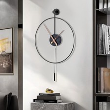 Large Wall Clock Classical Decorative with Pendulum Modern Non-Ticking Silent