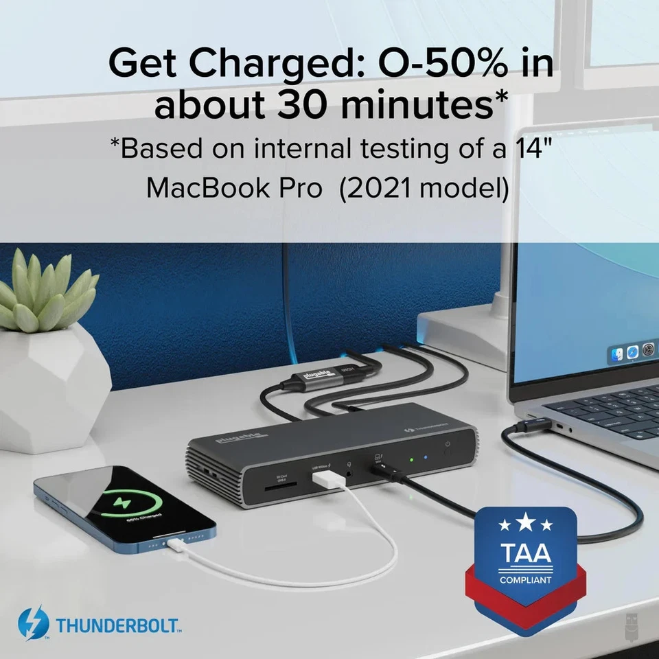 Plugable Thunderbolt 4 Dock for 8K Monitor 96W Charging-40Gbps-Factory Sealed - Image 4 of 4